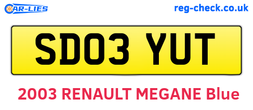 SD03YUT are the vehicle registration plates.