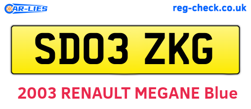 SD03ZKG are the vehicle registration plates.