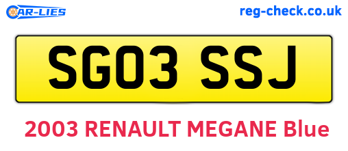 SG03SSJ are the vehicle registration plates.