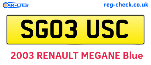 SG03USC are the vehicle registration plates.