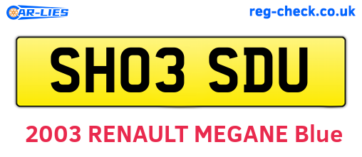 SH03SDU are the vehicle registration plates.