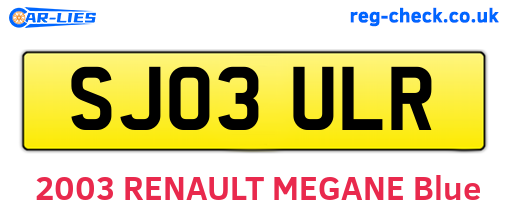 SJ03ULR are the vehicle registration plates.