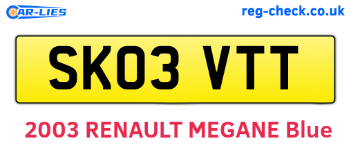 SK03VTT are the vehicle registration plates.