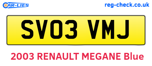 SV03VMJ are the vehicle registration plates.