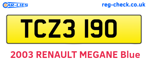 TCZ3190 are the vehicle registration plates.