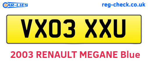 VX03XXU are the vehicle registration plates.