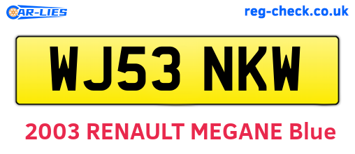 WJ53NKW are the vehicle registration plates.