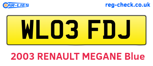 WL03FDJ are the vehicle registration plates.
