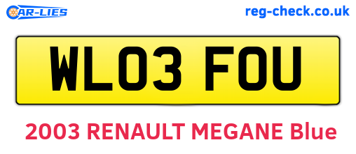 WL03FOU are the vehicle registration plates.