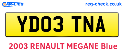 YD03TNA are the vehicle registration plates.