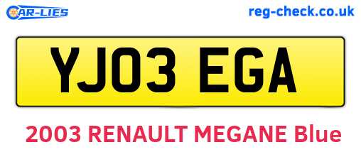 YJ03EGA are the vehicle registration plates.