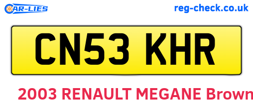 CN53KHR are the vehicle registration plates.