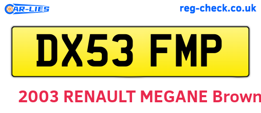 DX53FMP are the vehicle registration plates.