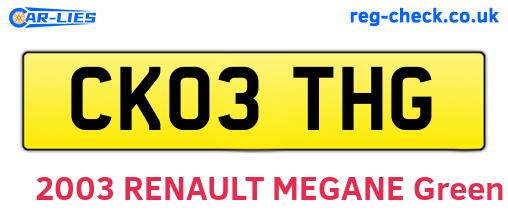 CK03THG are the vehicle registration plates.
