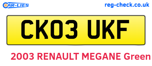 CK03UKF are the vehicle registration plates.