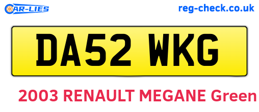 DA52WKG are the vehicle registration plates.