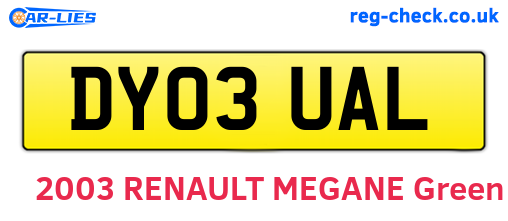 DY03UAL are the vehicle registration plates.