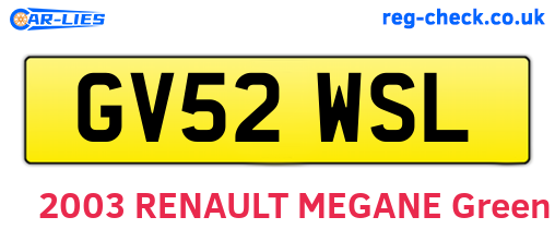 GV52WSL are the vehicle registration plates.