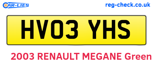 HV03YHS are the vehicle registration plates.