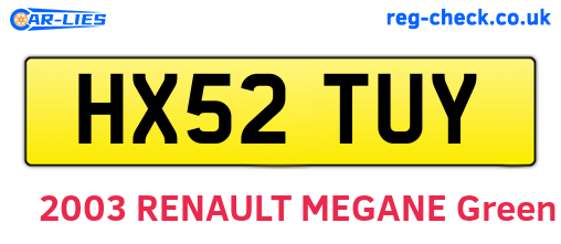 HX52TUY are the vehicle registration plates.
