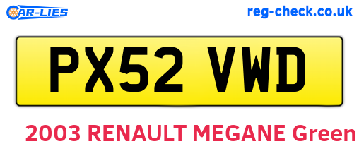PX52VWD are the vehicle registration plates.