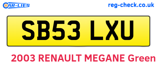 SB53LXU are the vehicle registration plates.