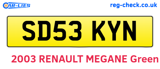 SD53KYN are the vehicle registration plates.