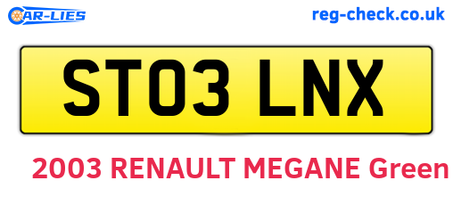ST03LNX are the vehicle registration plates.