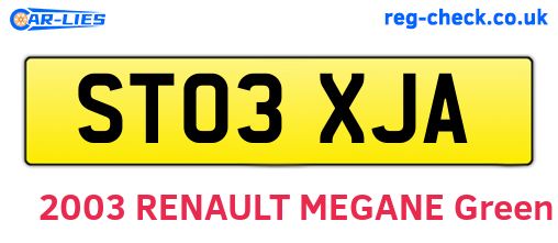 ST03XJA are the vehicle registration plates.