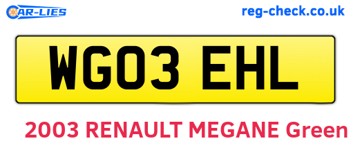 WG03EHL are the vehicle registration plates.