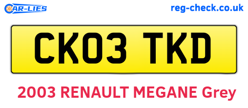 CK03TKD are the vehicle registration plates.