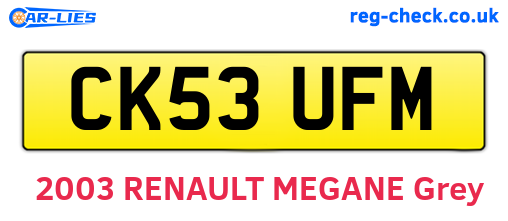 CK53UFM are the vehicle registration plates.