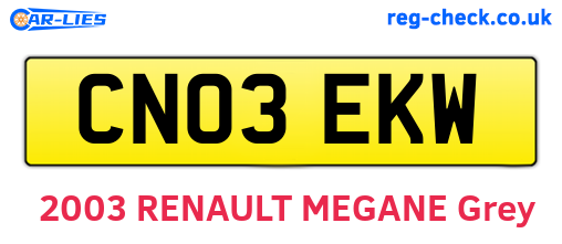 CN03EKW are the vehicle registration plates.