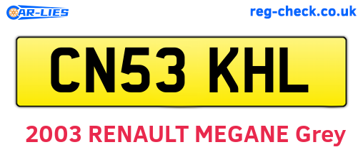 CN53KHL are the vehicle registration plates.