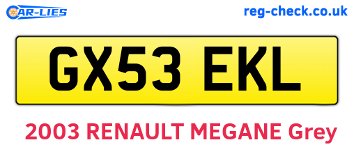 GX53EKL are the vehicle registration plates.