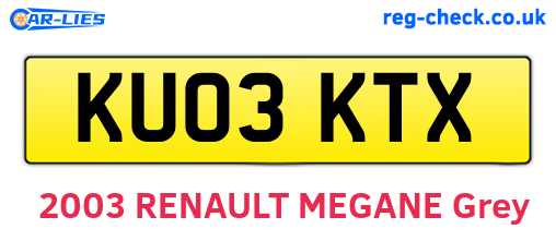 KU03KTX are the vehicle registration plates.