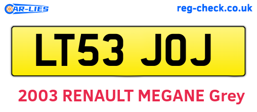 LT53JOJ are the vehicle registration plates.
