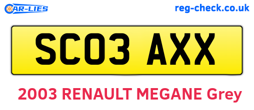 SC03AXX are the vehicle registration plates.