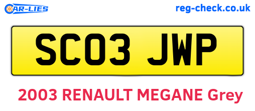 SC03JWP are the vehicle registration plates.