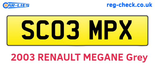 SC03MPX are the vehicle registration plates.