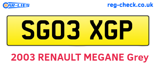 SG03XGP are the vehicle registration plates.