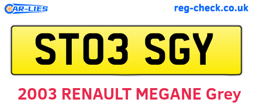 ST03SGY are the vehicle registration plates.
