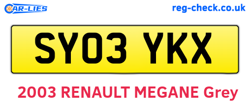 SY03YKX are the vehicle registration plates.