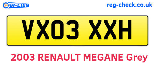 VX03XXH are the vehicle registration plates.