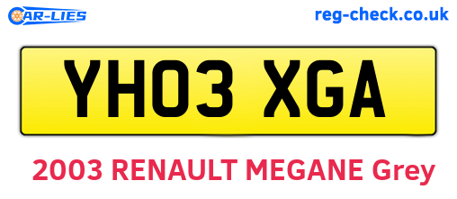 YH03XGA are the vehicle registration plates.