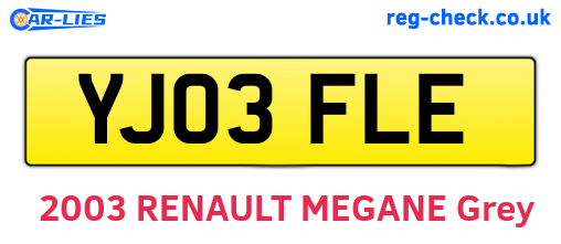 YJ03FLE are the vehicle registration plates.