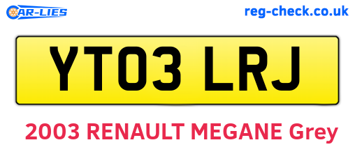 YT03LRJ are the vehicle registration plates.