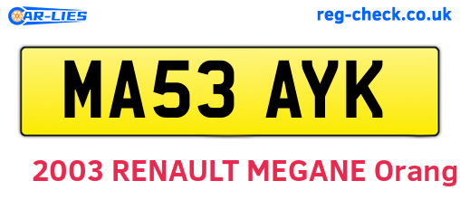 MA53AYK are the vehicle registration plates.