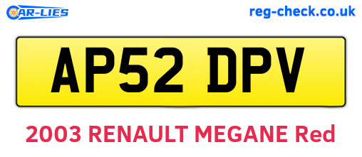 AP52DPV are the vehicle registration plates.