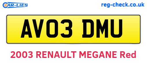 AV03DMU are the vehicle registration plates.